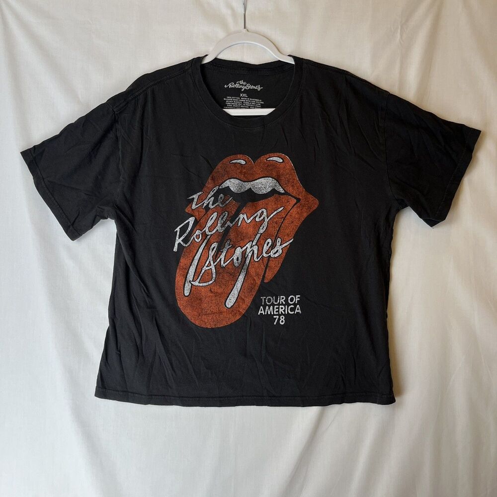The Rolling Stones Tour of America 78 Graphic T-Shirt Black Womens XXL Cotton